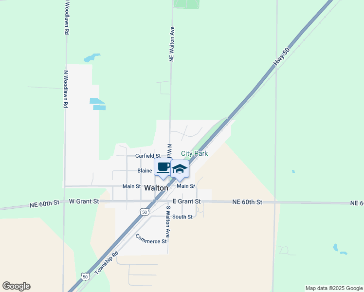 map of restaurants, bars, coffee shops, grocery stores, and more near 100 Eric Drive in Walton