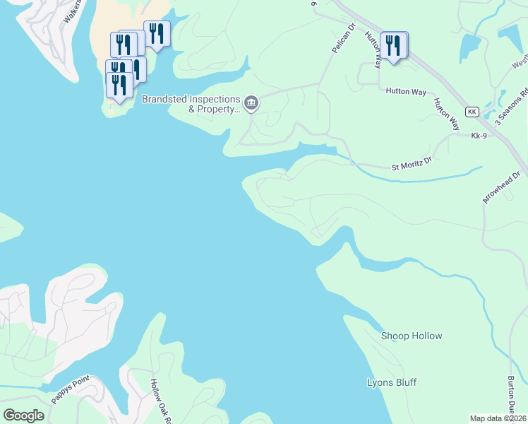 map of restaurants, bars, coffee shops, grocery stores, and more near St Moritz Dr in Osage Beach