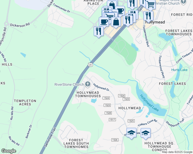map of restaurants, bars, coffee shops, grocery stores, and more near 1542 Broad Crossing Road in Charlottesville