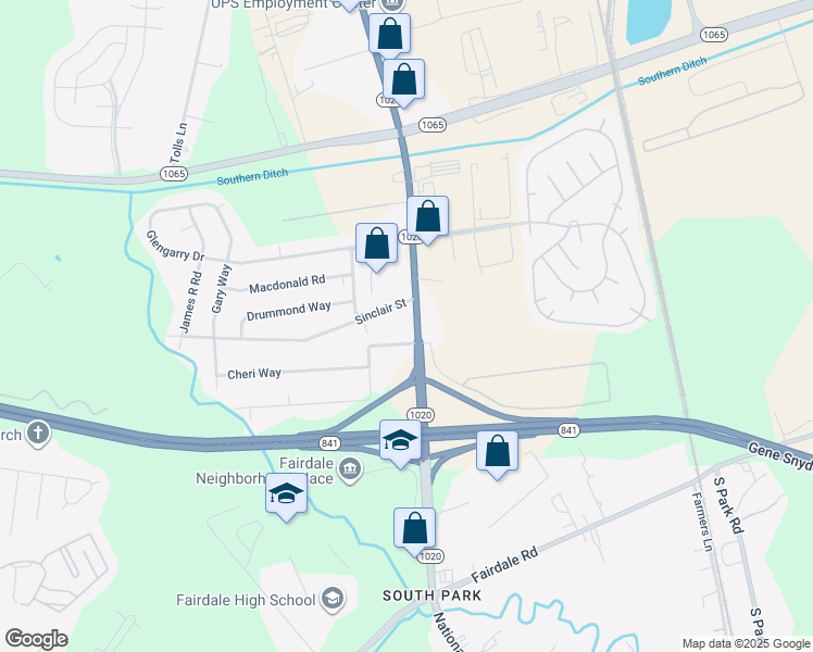 map of restaurants, bars, coffee shops, grocery stores, and more near 8812 National Turnpike in Louisville