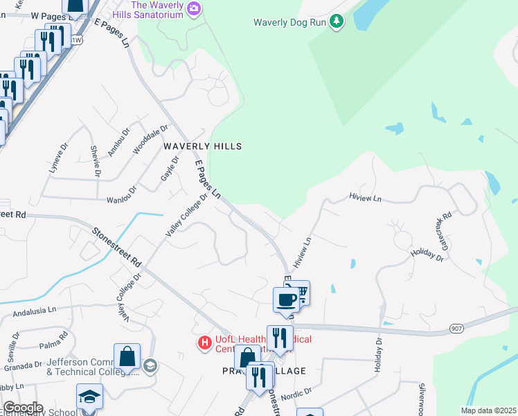 map of restaurants, bars, coffee shops, grocery stores, and more near 4218 Wine Cellar Court in Louisville