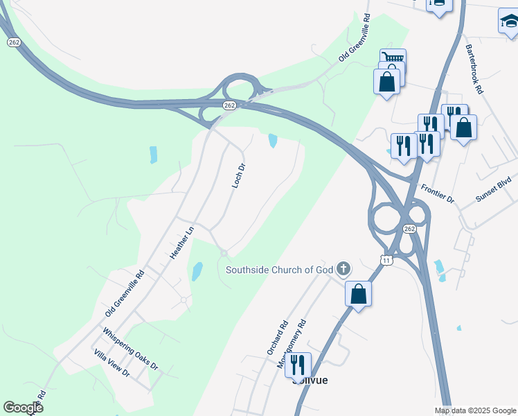map of restaurants, bars, coffee shops, grocery stores, and more near 114 Fairfield Drive in Staunton