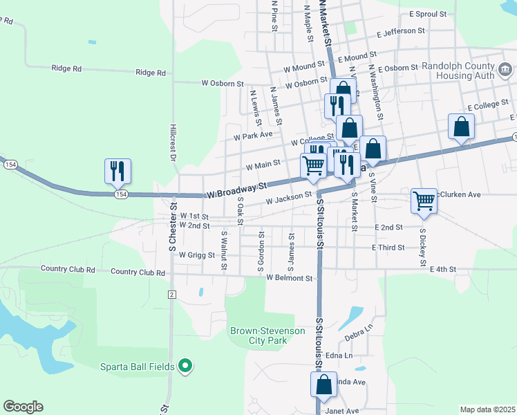 map of restaurants, bars, coffee shops, grocery stores, and more near 334 West Jackson Street in Sparta