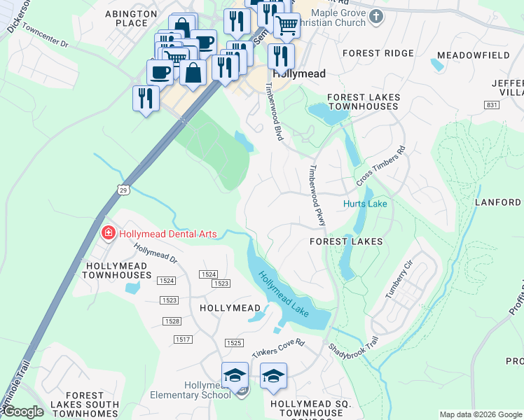 map of restaurants, bars, coffee shops, grocery stores, and more near 1705 Jumpers Run in Charlottesville