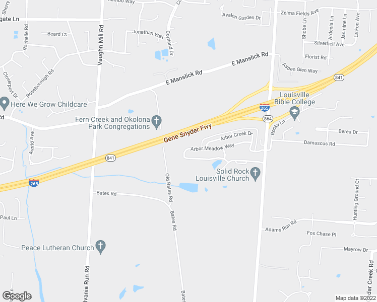 map of restaurants, bars, coffee shops, grocery stores, and more near 8212 Arbor Meadow Way in Louisville