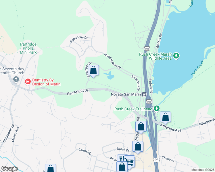 map of restaurants, bars, coffee shops, grocery stores, and more near 777 San Marin Drive in Novato