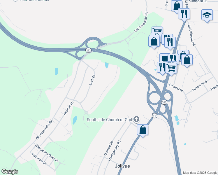 map of restaurants, bars, coffee shops, grocery stores, and more near 81 Fairfield Drive in Staunton