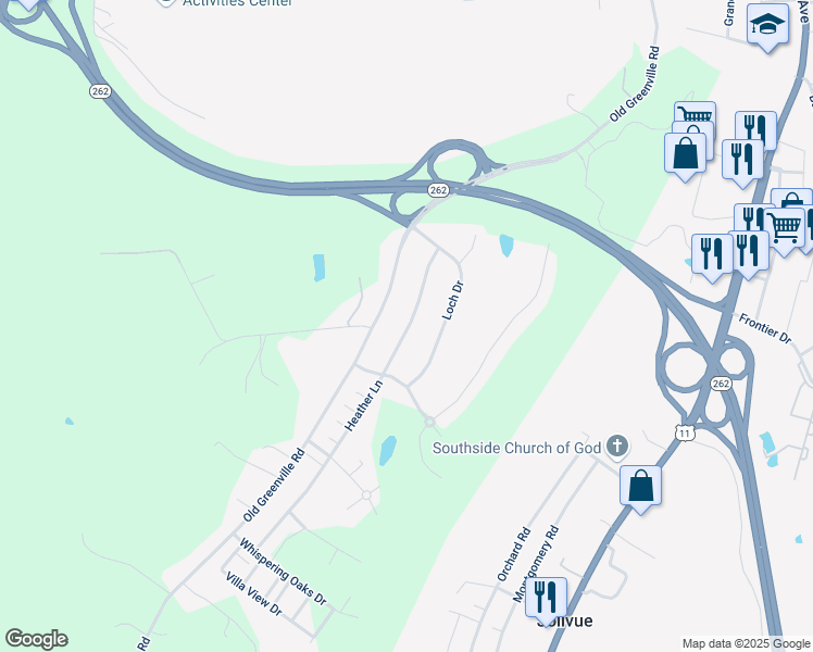map of restaurants, bars, coffee shops, grocery stores, and more near 75 Heather Lane in Staunton