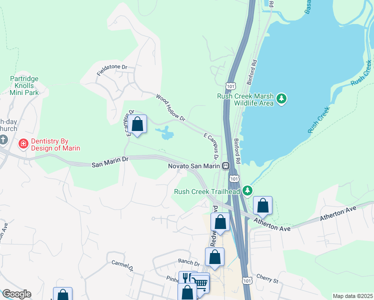 map of restaurants, bars, coffee shops, grocery stores, and more near 777 San Marin Drive in Novato