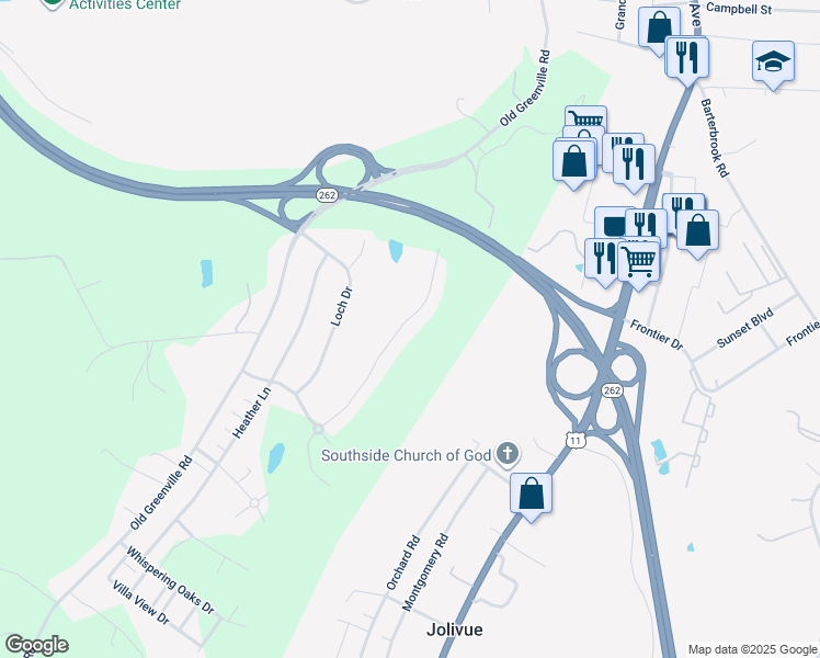 map of restaurants, bars, coffee shops, grocery stores, and more near 114 Fairfield Drive in Staunton