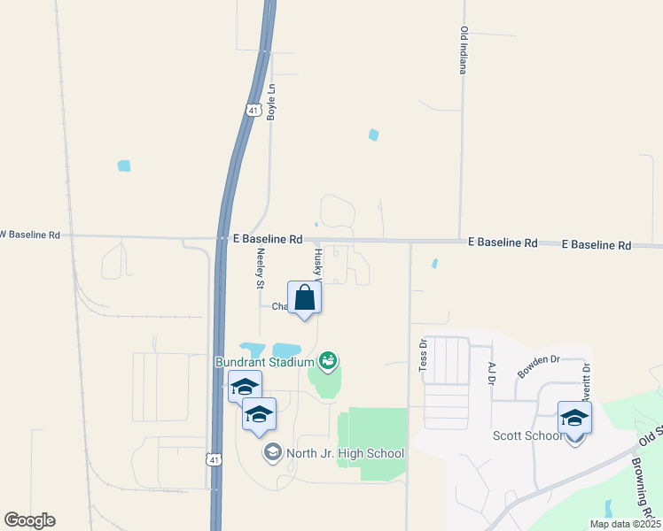 map of restaurants, bars, coffee shops, grocery stores, and more near 811 East Baseline Road in Evansville