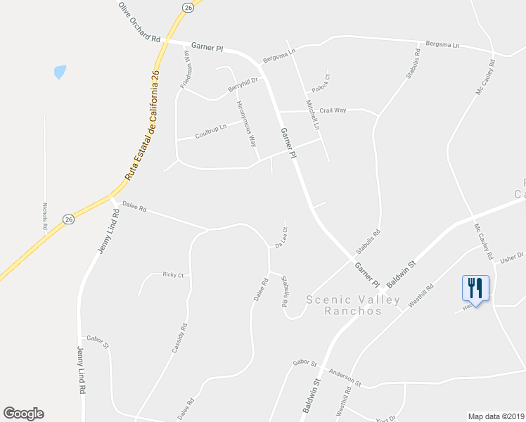 map of restaurants, bars, coffee shops, grocery stores, and more near 6863 Dalee Road in Valley Springs