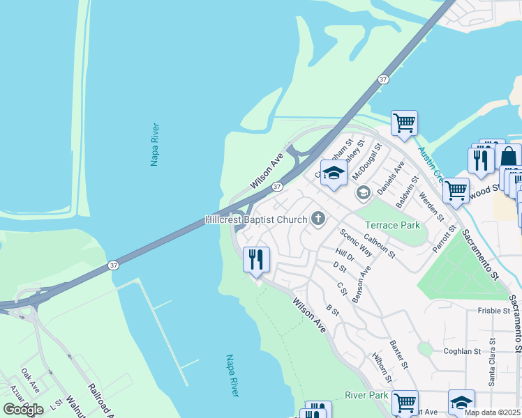 map of restaurants, bars, coffee shops, grocery stores, and more near 297 Lighthouse Drive in Vallejo