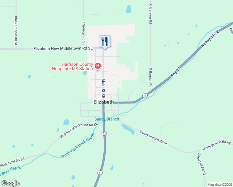 map of restaurants, bars, coffee shops, grocery stores, and more near 5305 Chestnut Street Southeast in Elizabeth