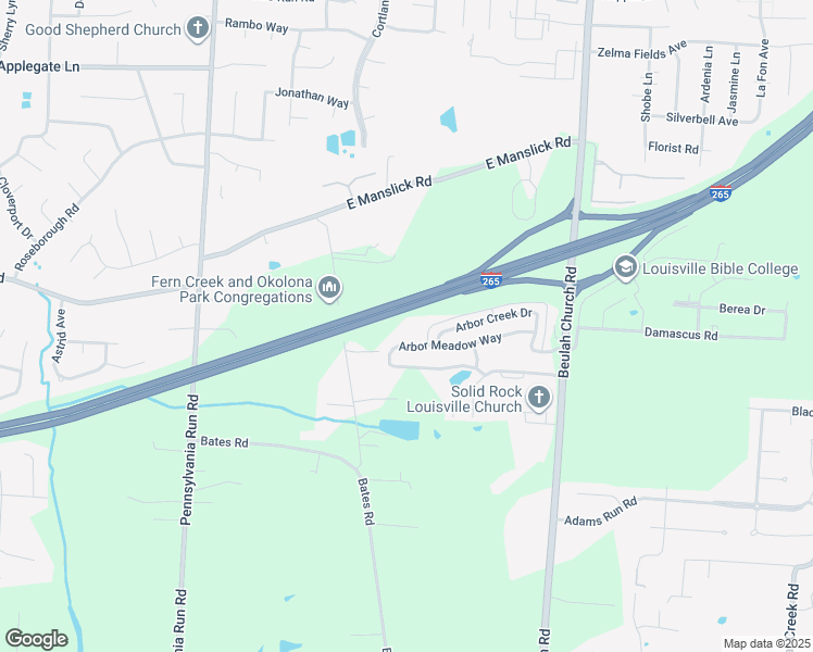 map of restaurants, bars, coffee shops, grocery stores, and more near 8801 Old Bates Road in Louisville