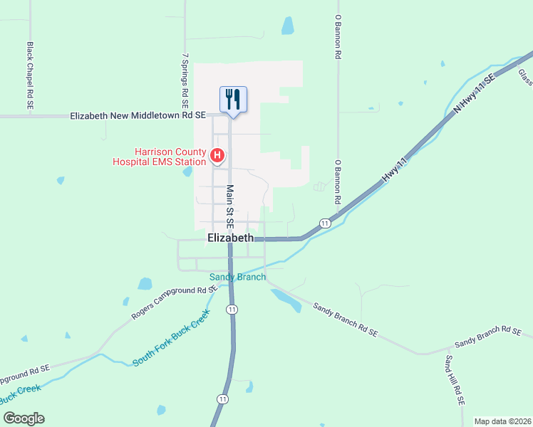 map of restaurants, bars, coffee shops, grocery stores, and more near 5305 Chestnut Street Southeast in Elizabeth