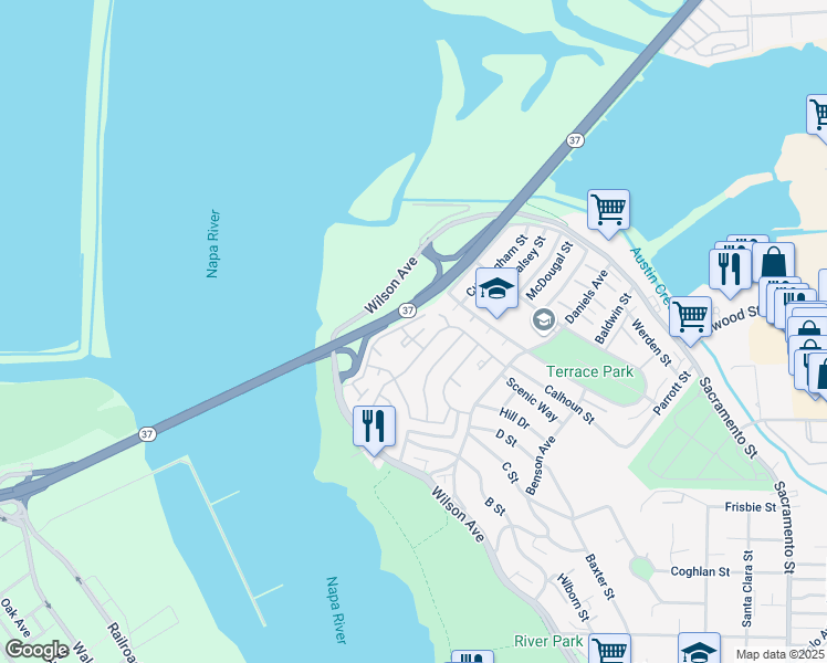 map of restaurants, bars, coffee shops, grocery stores, and more near 465 Lighthouse Drive in Vallejo