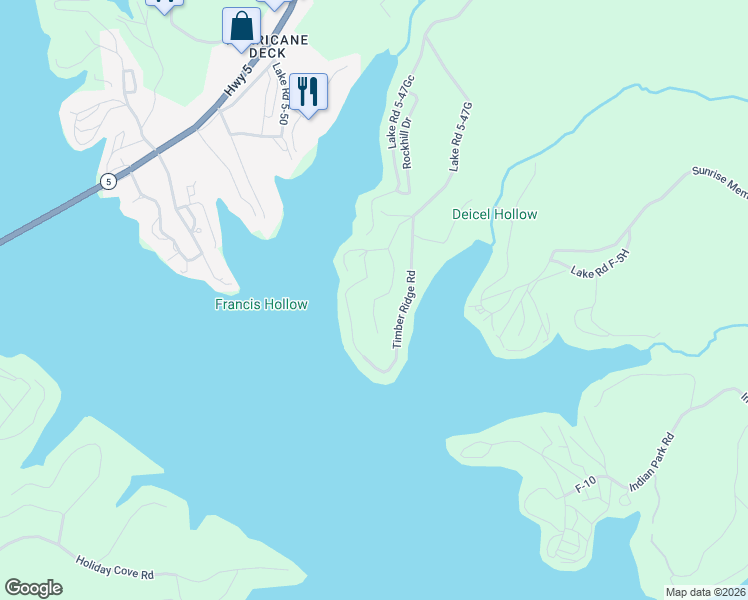 map of restaurants, bars, coffee shops, grocery stores, and more near 201 Lake Road 5-47Gh in Sunrise Beach