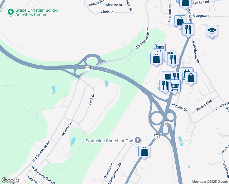 map of restaurants, bars, coffee shops, grocery stores, and more near 158 Fairfield Drive in Staunton