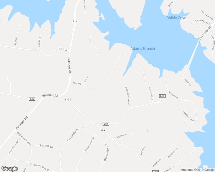 map of restaurants, bars, coffee shops, grocery stores, and more near 6109 Bills Road in Mineral