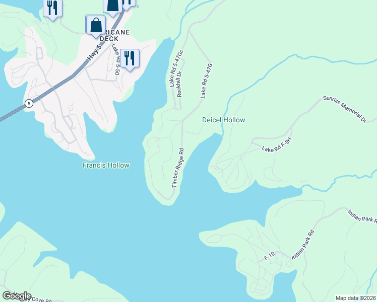 map of restaurants, bars, coffee shops, grocery stores, and more near Lake Road 5-47G in Sunrise Beach