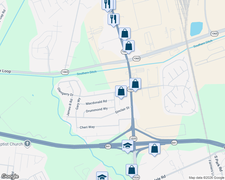 map of restaurants, bars, coffee shops, grocery stores, and more near 805 Glengarry Drive in Louisville