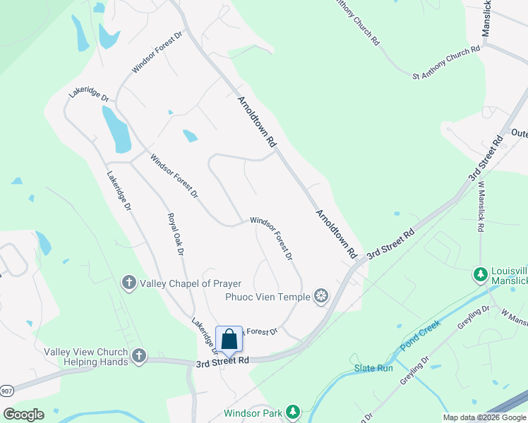 map of restaurants, bars, coffee shops, grocery stores, and more near 8915 Mountain Brook Court in Louisville