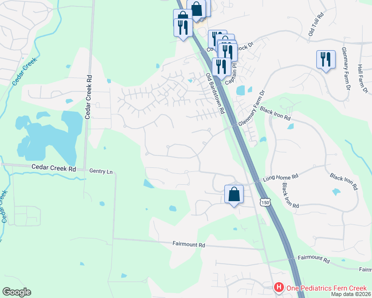 map of restaurants, bars, coffee shops, grocery stores, and more near 8612 Sanctuary Lane in Louisville