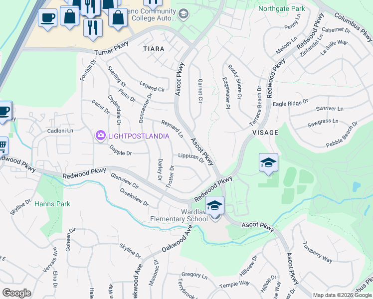 map of restaurants, bars, coffee shops, grocery stores, and more near 285 Reynard Lane in Vallejo