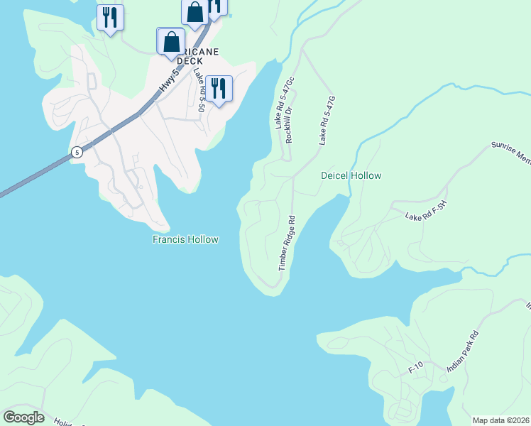 map of restaurants, bars, coffee shops, grocery stores, and more near 201-299 Lake Road 5-47Gh in Sunrise Beach