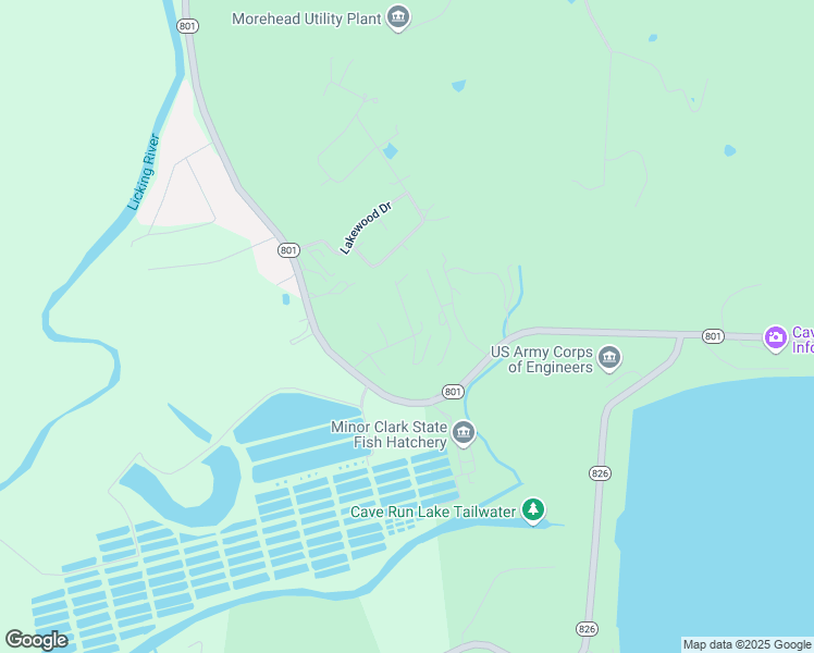 map of restaurants, bars, coffee shops, grocery stores, and more near 25 White Oak Lane in Morehead