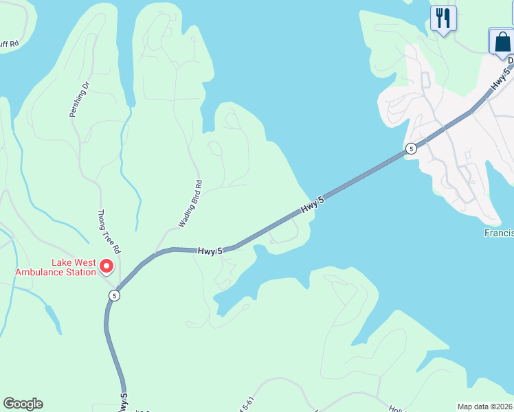 map of restaurants, bars, coffee shops, grocery stores, and more near 192 Bluffview Drive in Camdenton