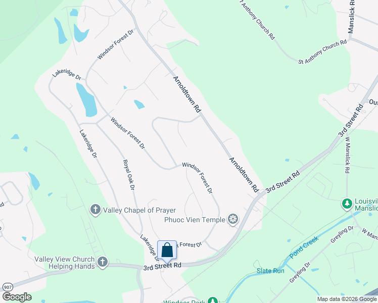 map of restaurants, bars, coffee shops, grocery stores, and more near 8915 Mountain Brook Court in Louisville