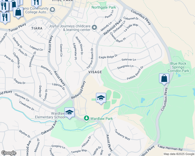 map of restaurants, bars, coffee shops, grocery stores, and more near 6037 Claret Court in Vallejo