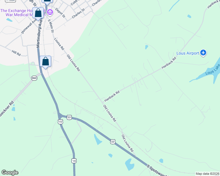 map of restaurants, bars, coffee shops, grocery stores, and more near 99 Hanback Road in Gordonsville