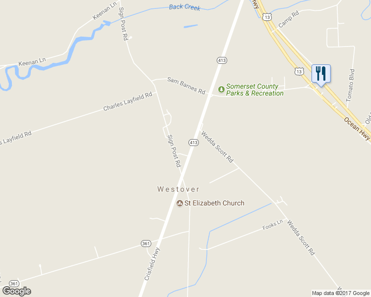 map of restaurants, bars, coffee shops, grocery stores, and more near 8856 Crisfield Highway in Westover
