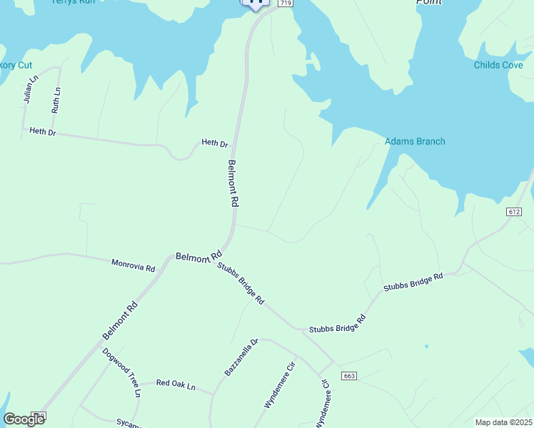 map of restaurants, bars, coffee shops, grocery stores, and more near 6104 Eds Road in Mineral
