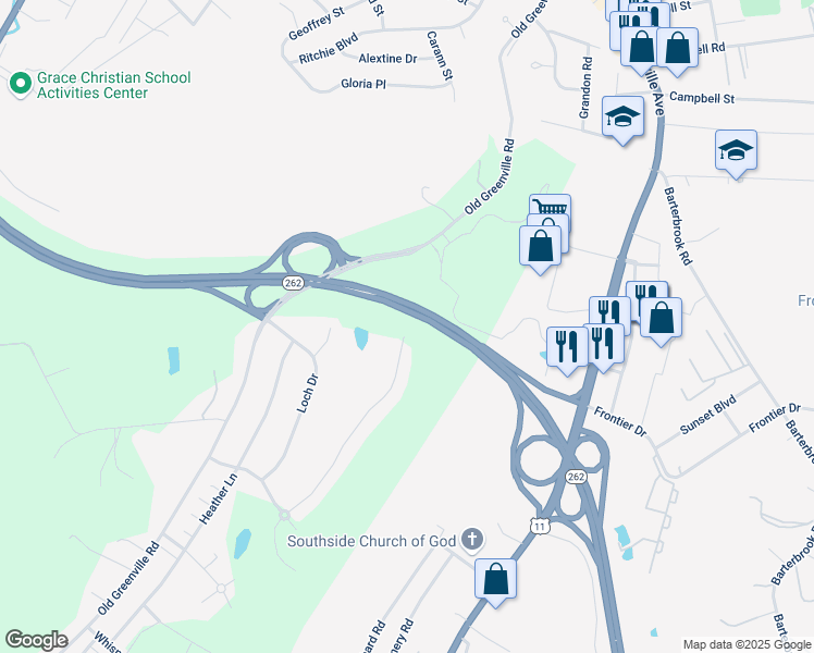 map of restaurants, bars, coffee shops, grocery stores, and more near 188 Fairfield Drive in Staunton
