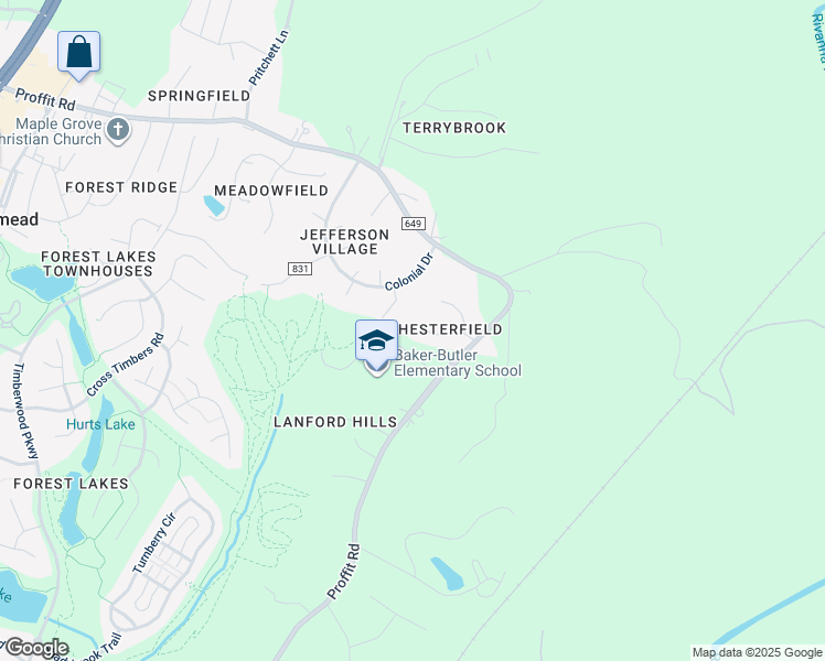 map of restaurants, bars, coffee shops, grocery stores, and more near 3219 South Chesterfield Court in Charlottesville