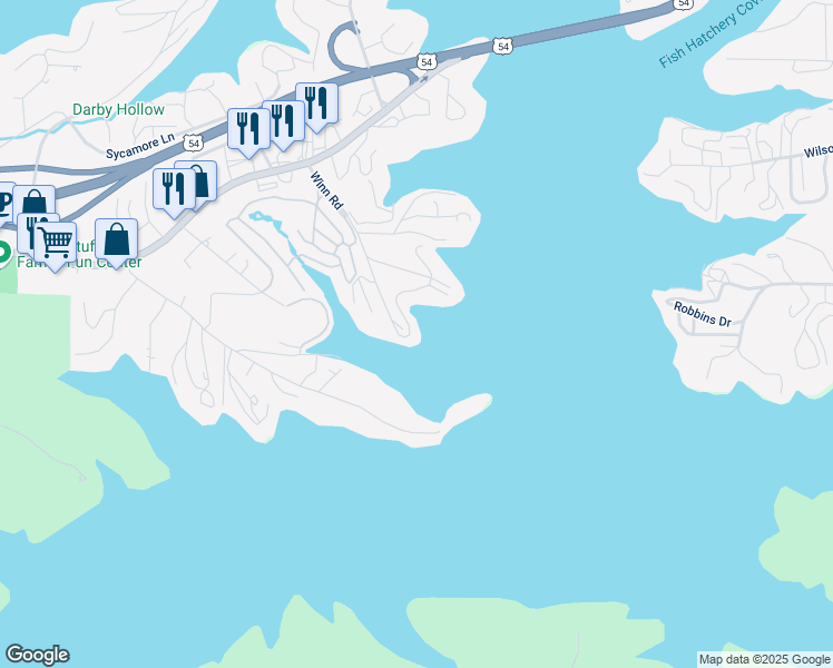 map of restaurants, bars, coffee shops, grocery stores, and more near 793-881 Winn Road in Osage Beach