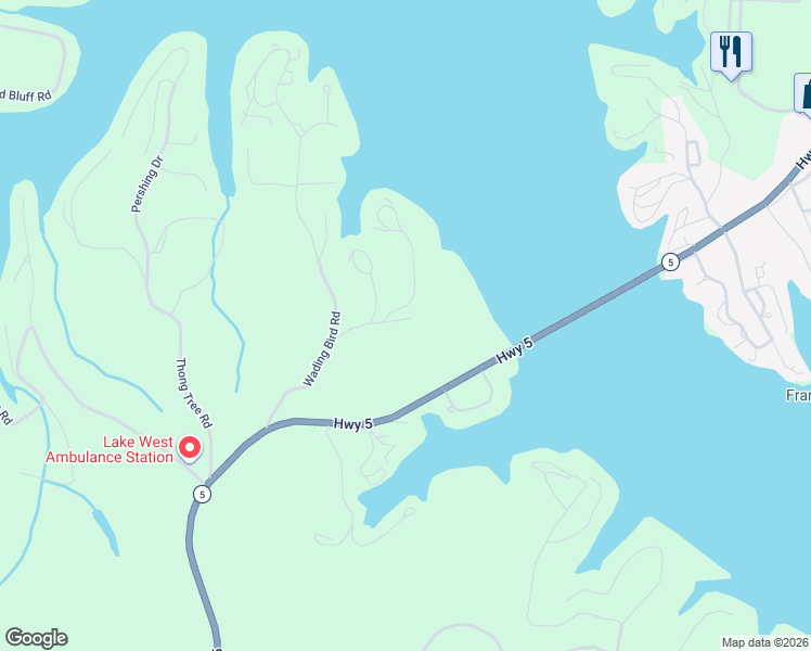 map of restaurants, bars, coffee shops, grocery stores, and more near 192 Bluffview Drive in Camdenton