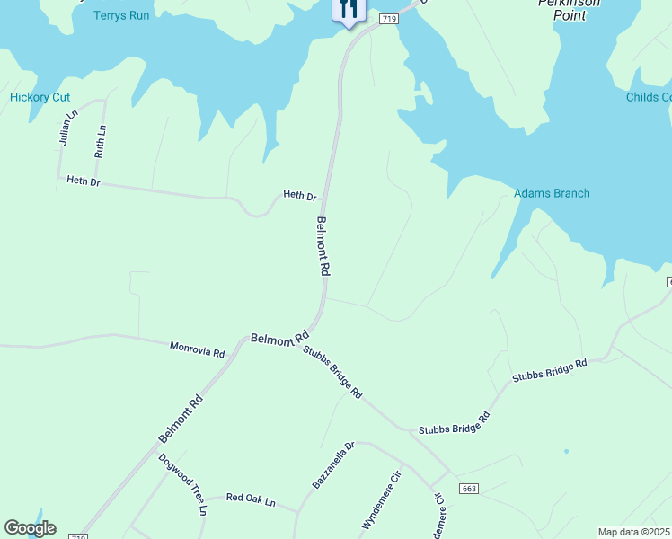 map of restaurants, bars, coffee shops, grocery stores, and more near 6105 Belmont Road in Mineral