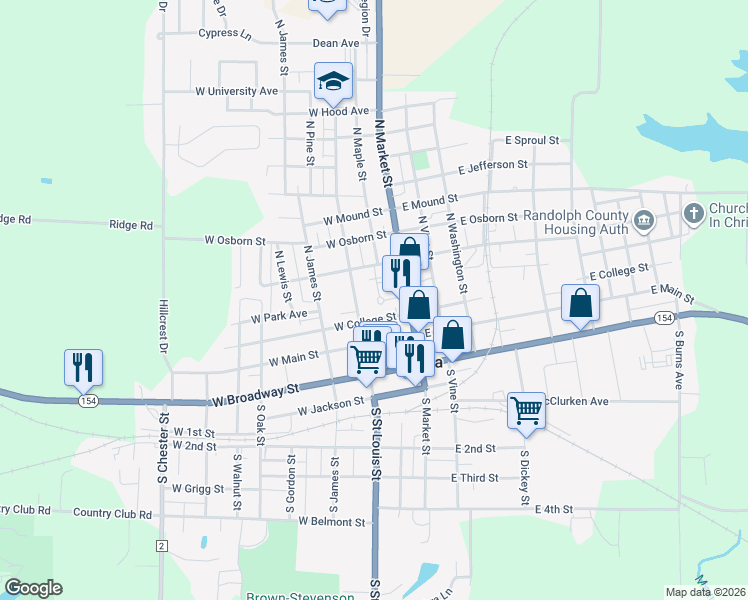 map of restaurants, bars, coffee shops, grocery stores, and more near 109 West School Street in Sparta