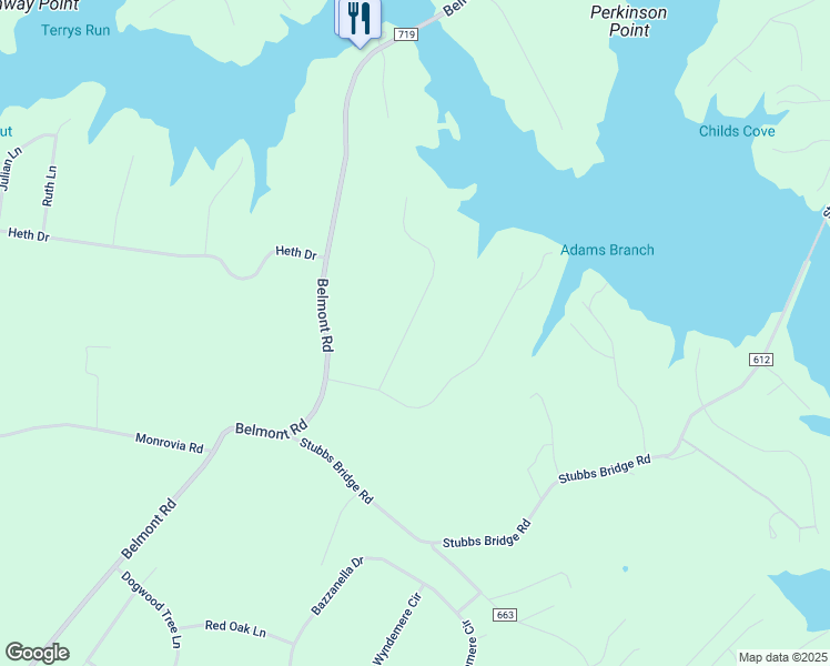 map of restaurants, bars, coffee shops, grocery stores, and more near 6113 Eds Road in Mineral