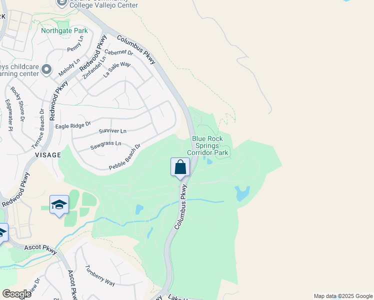 map of restaurants, bars, coffee shops, grocery stores, and more near 681 Columbus Parkway in Vallejo