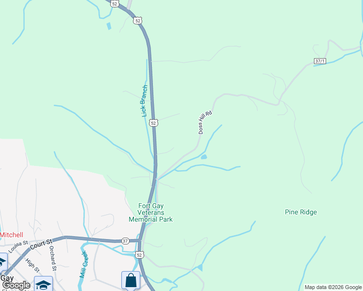 map of restaurants, bars, coffee shops, grocery stores, and more near 117 Patriot Lane in Fort Gay
