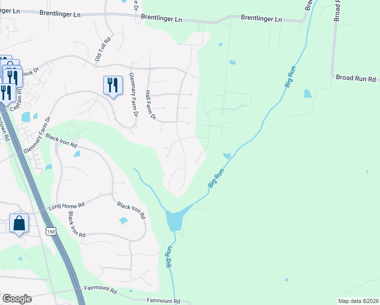 map of restaurants, bars, coffee shops, grocery stores, and more near 7907 Kendrick Crossing Lane in Louisville