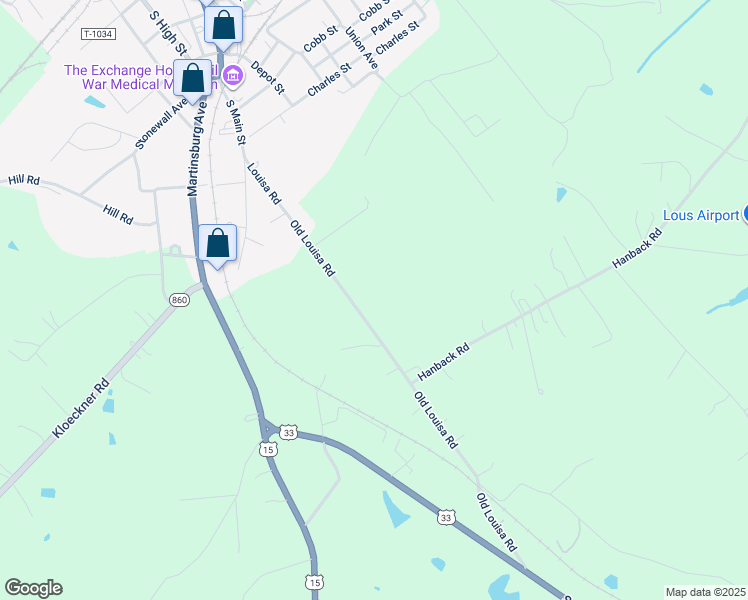 map of restaurants, bars, coffee shops, grocery stores, and more near 14893 Louisa Road in Louisa