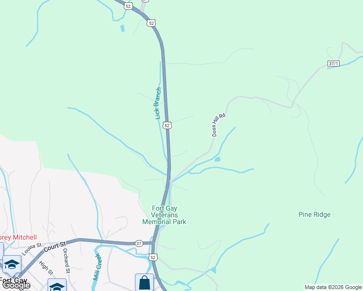 map of restaurants, bars, coffee shops, grocery stores, and more near 117 Patriot Lane in Fort Gay