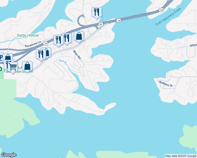 map of restaurants, bars, coffee shops, grocery stores, and more near 793 Winn Road in Osage Beach